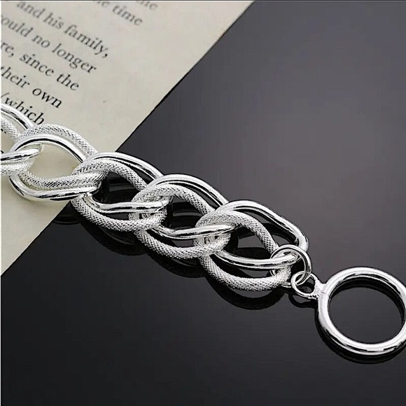 Handcrafted Sterling Silver Bracelet, Unique Chain Link Design Toggle Cl… - Picture 6 of 12